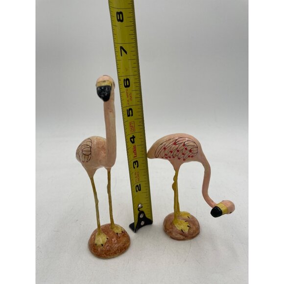 Handcrafted Pink Flamingo Figurines Set Of 2 With Detailed Feathers & Sturdy Bas - Picture 6 of 6